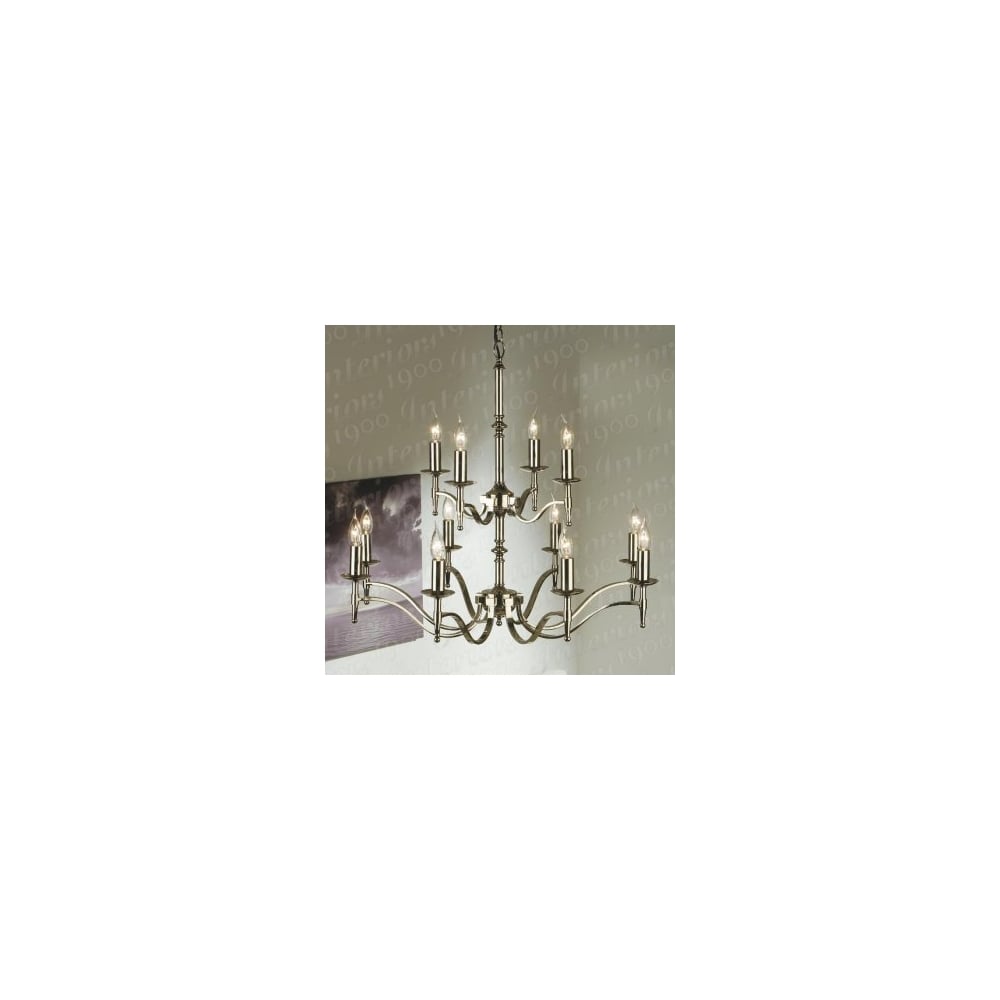 Elegant 12-Light Polished Nickel Chandelier with Black Organza Shades
