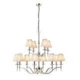Elegant 12-Light Polished Nickel Chandelier with Black Organza Shades