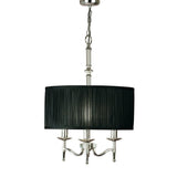 Elegant Nickel Chandelier with Beige Organza Drum Shade - 3 Light Fixture