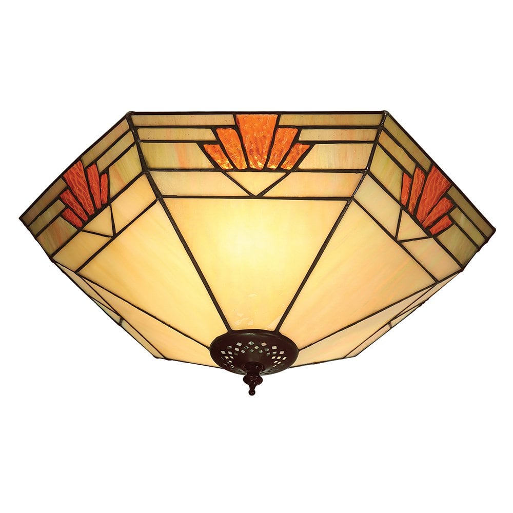 Nevada Art Deco Tiffany Glass Ceiling Light Fixture