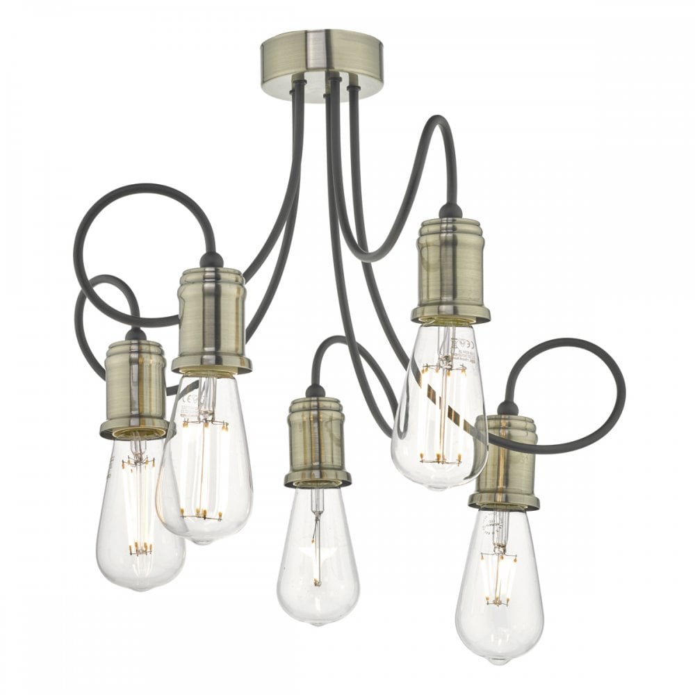 Alzbet 5 Light Semi-Flush Antique Brass