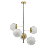 Bombazine 5 Light Pendant Natural Brass & Opal Glass