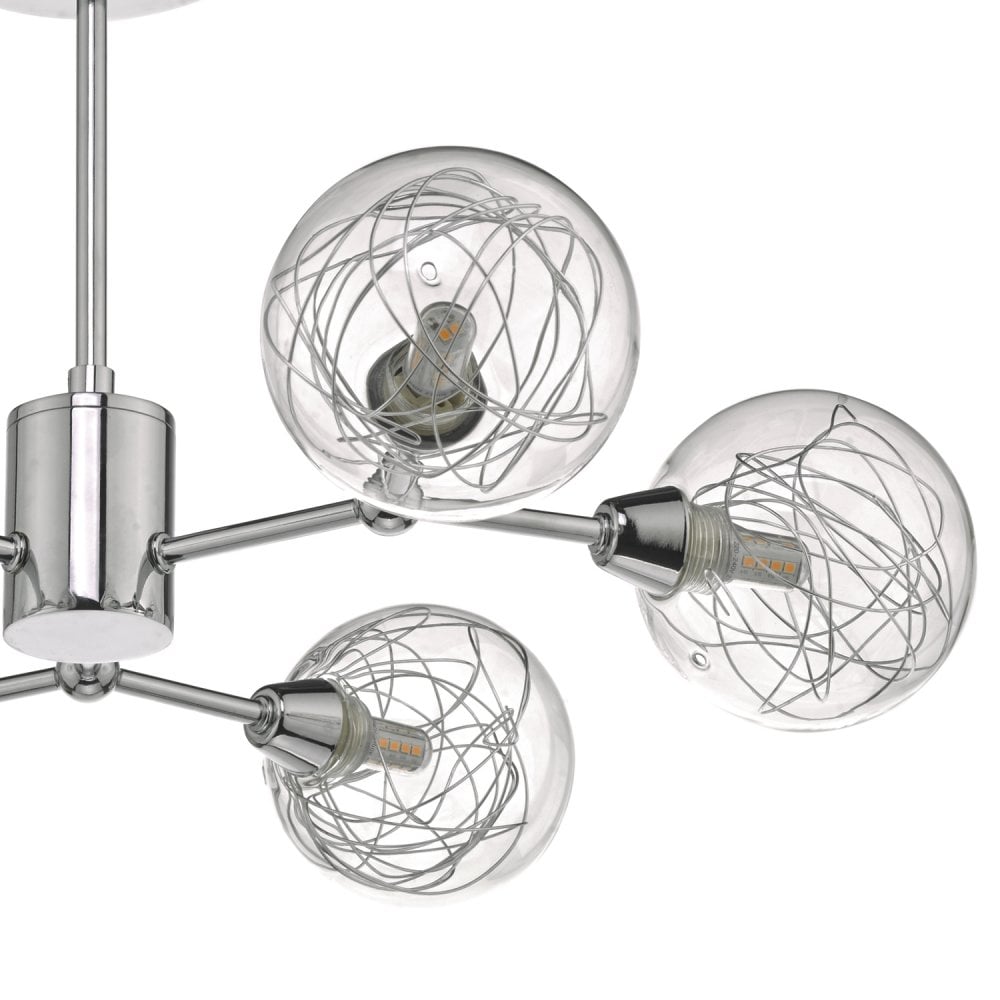 Tyka 6 Light Semi-Flush Polished Chrome and Glass