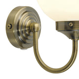 Barclay Bathroom Wall Light Antique Brass Opal Glass IP44