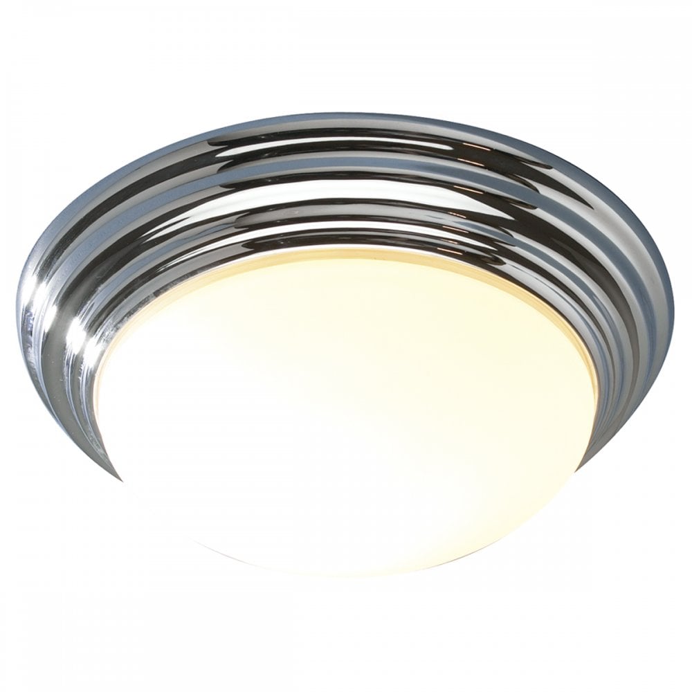 Barclay Large Bathroom Flush Polished Chrome Opal Glass IP44
