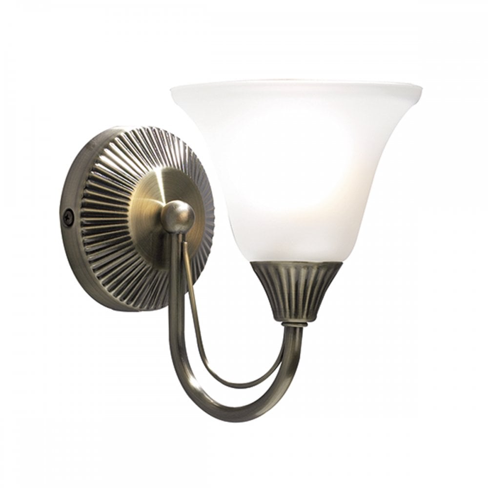 Boston Wall Light Antique Brass and Opal Glass