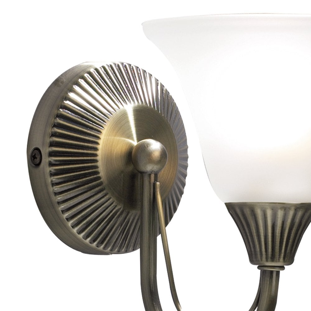 Boston Wall Light Antique Brass and Opal Glass