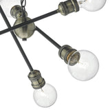 Brigade 6 Light Pendant Black & Antique Brass