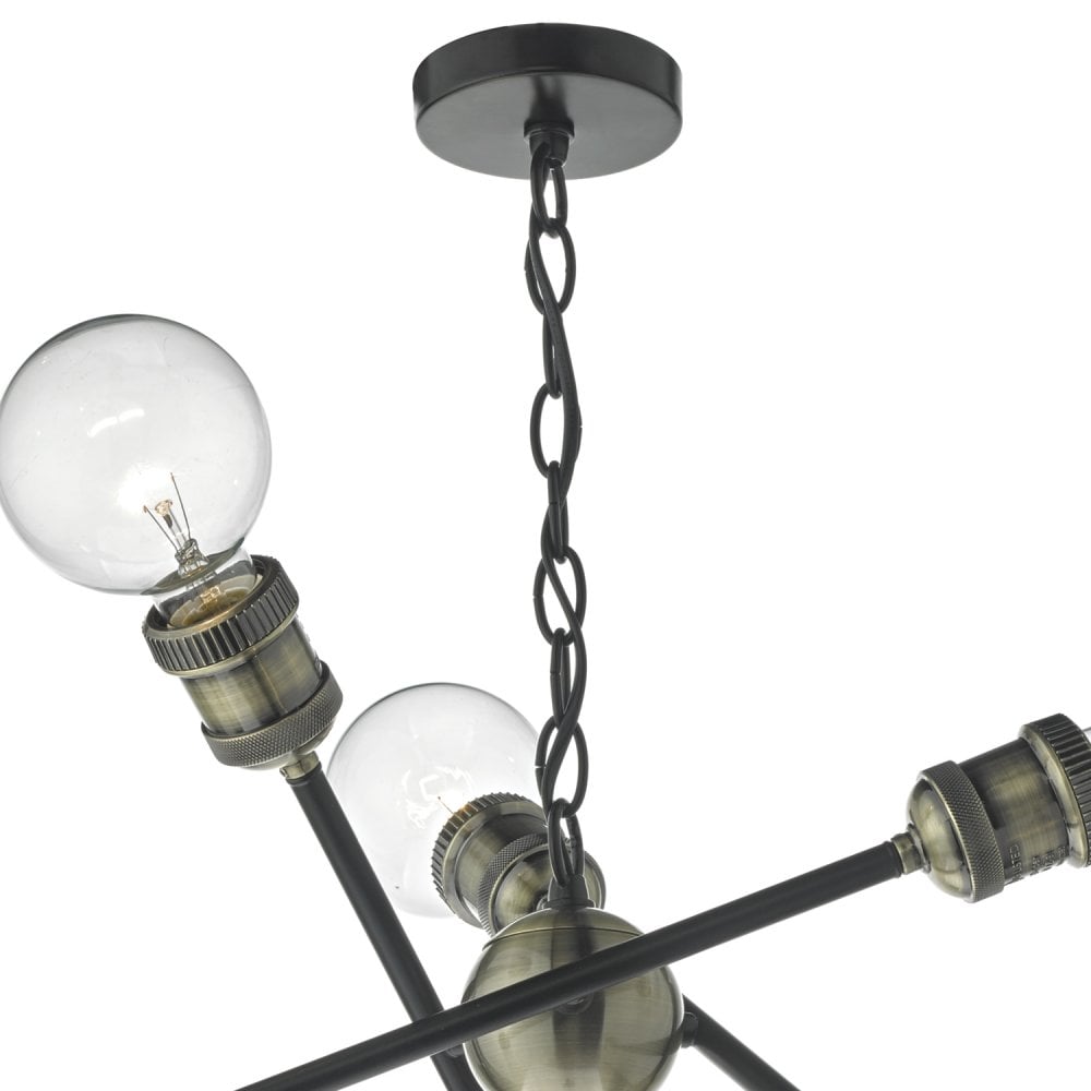 Brigade 6 Light Pendant Black & Antique Brass