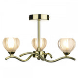 Cynthia 3-Light Semi Flush Ceiling Fixture in Polished Brass with Tulip Glass Shades