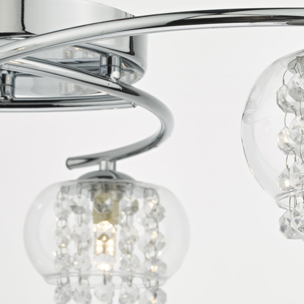 Elma 3 Light Semi Flush Polished Chrome Glass