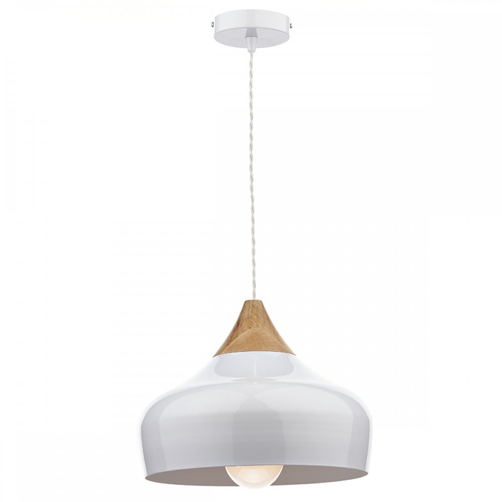 Gaucho Pendant Matt White and Natural Wood