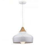 Gaucho Pendant Matt White and Natural Wood