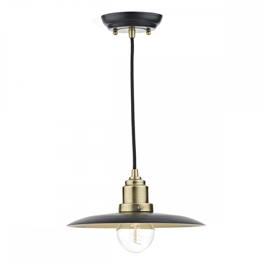 Hannover 1 Light Pendant Black Antique Brass
