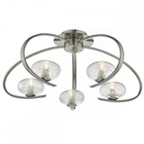 Leighton 5lt Semi Flush Satin Chrome & Sugar Cane Glass