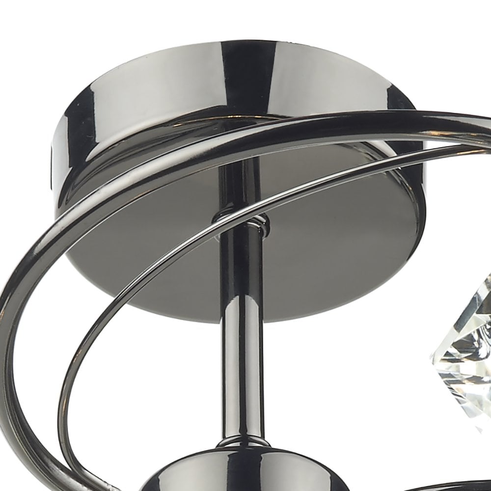 Luther 4 Light Semi-Flush Polished Black Chrome and Crystal