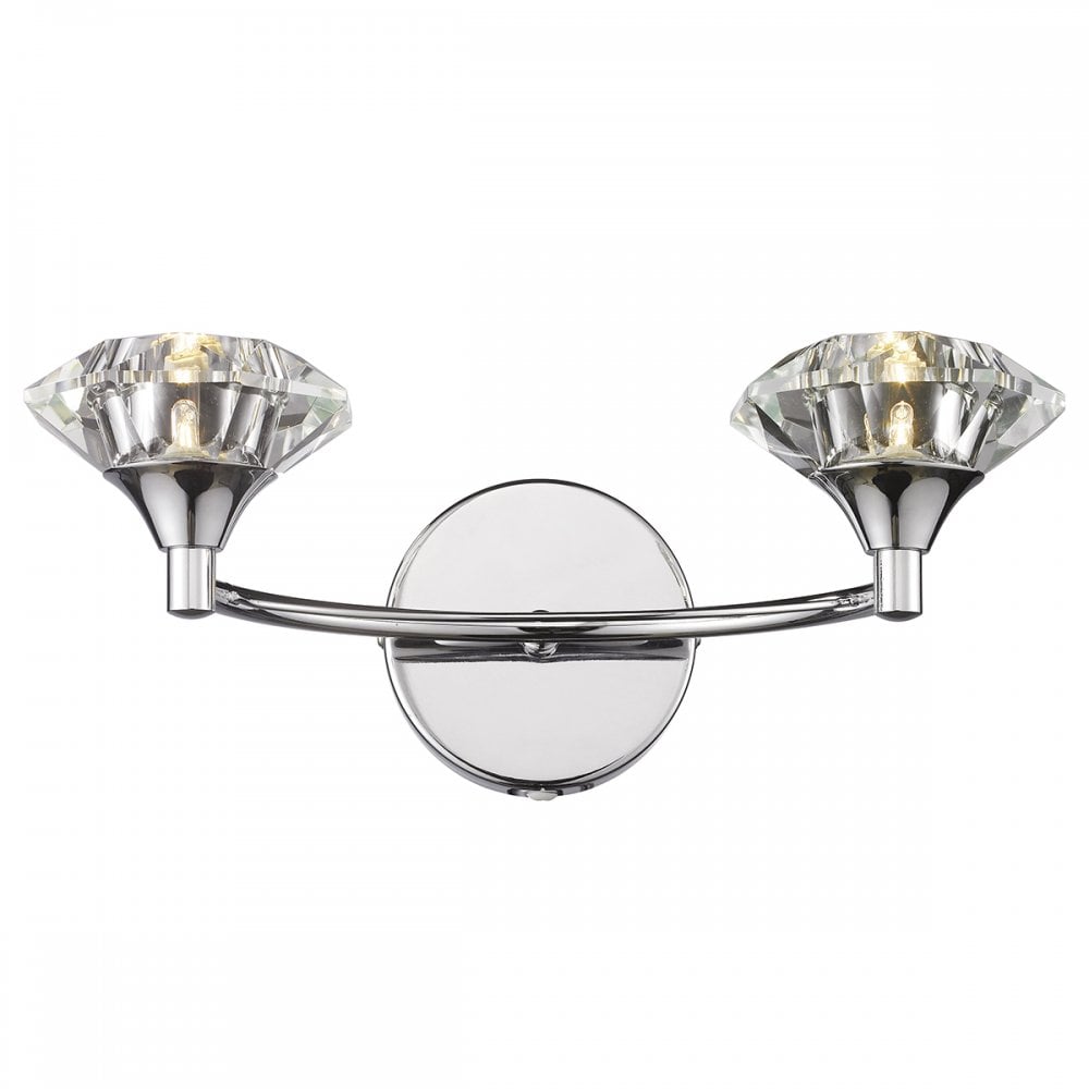Luther 2 Light Wall Light Polished Chrome Crystal