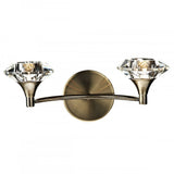 Luther 2 Light Wall Light Antique Brass Crystal