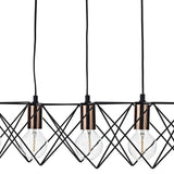Midi Cage 5 Light Bar Pendant Matt Black Bright & Copper