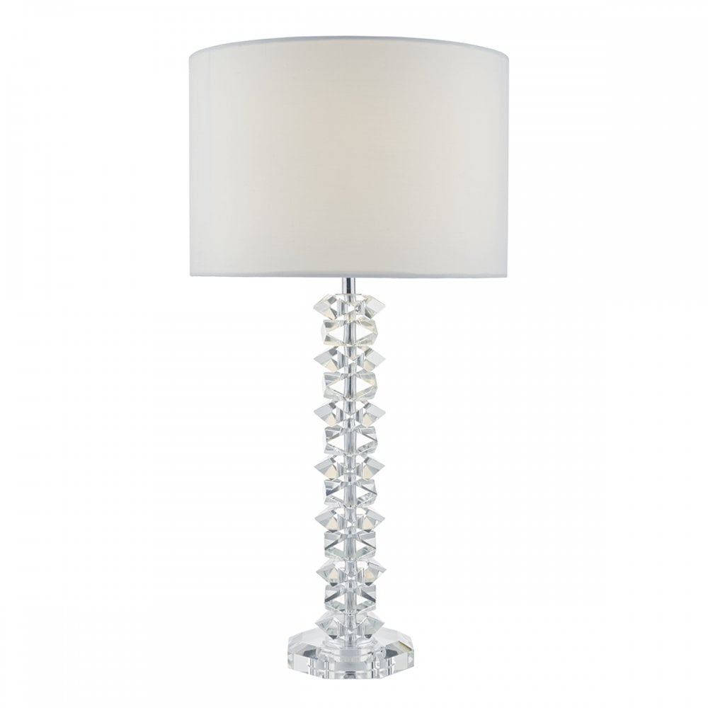 Mina Table Lamp Polished Chrome & Crystal With Shade