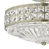 Olona 3L Light Semi Flush Antique Brass Crystal Beads and Glass Diffuser