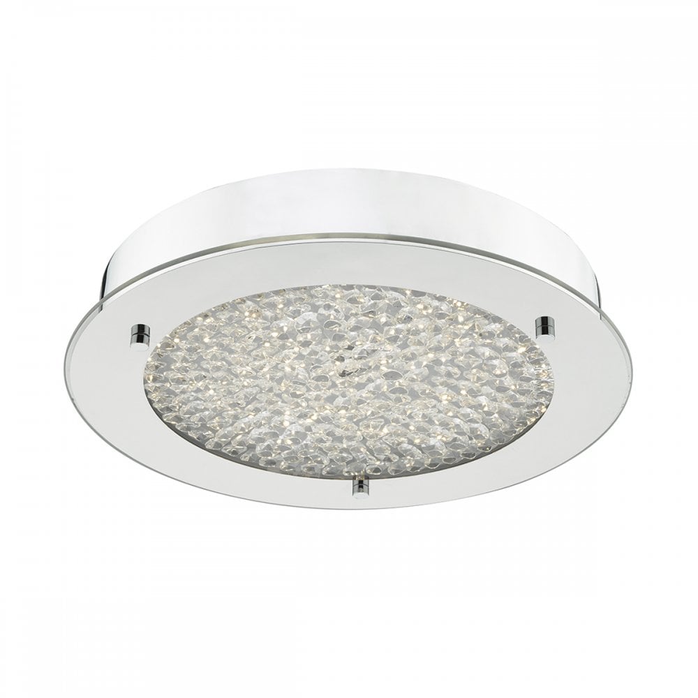 Peta Small Bathroom Flush Polished Chrome Crystal Light LED IP44