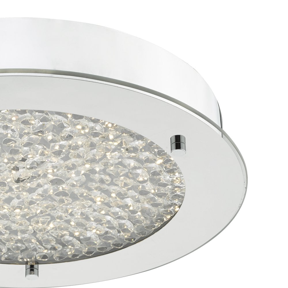 Peta Small Bathroom Flush Polished Chrome Crystal Light LED IP44