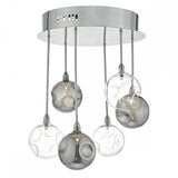 Quinn 6 Light Semi Flush Polished Chrome With Smoked & Clear Glass