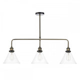 Ray 3 Light Bar Pendant Antique Brass Clear