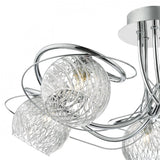 Rehan 5 Light Semi-Flush Polished Chrome and Ribbed Glass