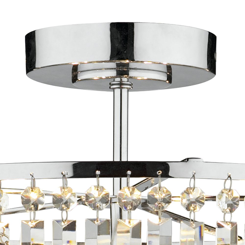 Rowena Tri-Tier Crystal Elegance Semi Flush in Polished Chrome