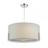 Santino Pendant Satin Chrome With Grey Cotton Shade