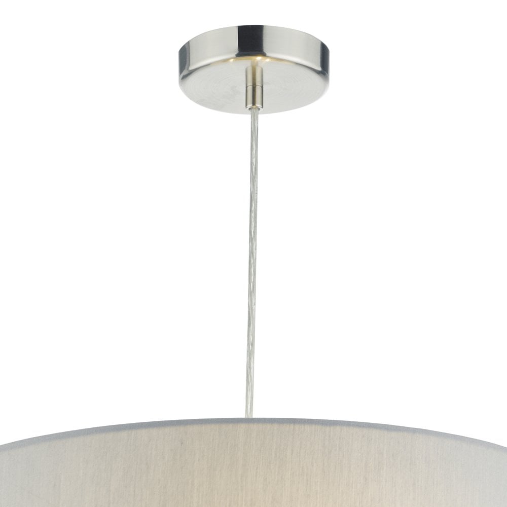 Santino Pendant Satin Chrome With Grey Cotton Shade