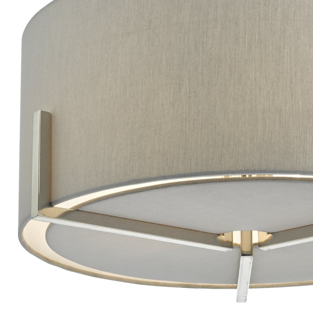 Santino Pendant Satin Chrome With Grey Cotton Shade