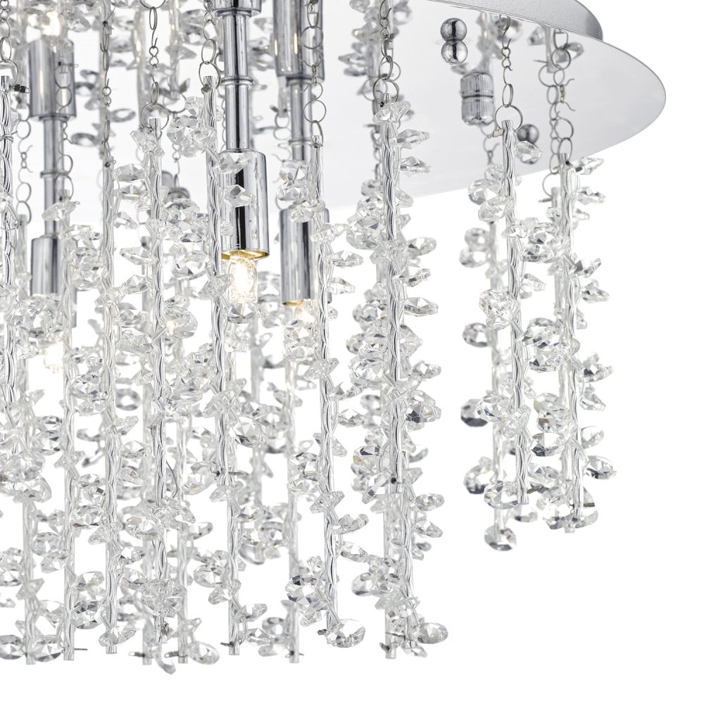 Sestina 5-Light G9 Flush Mount with Decorative Rods and Crystal Beads