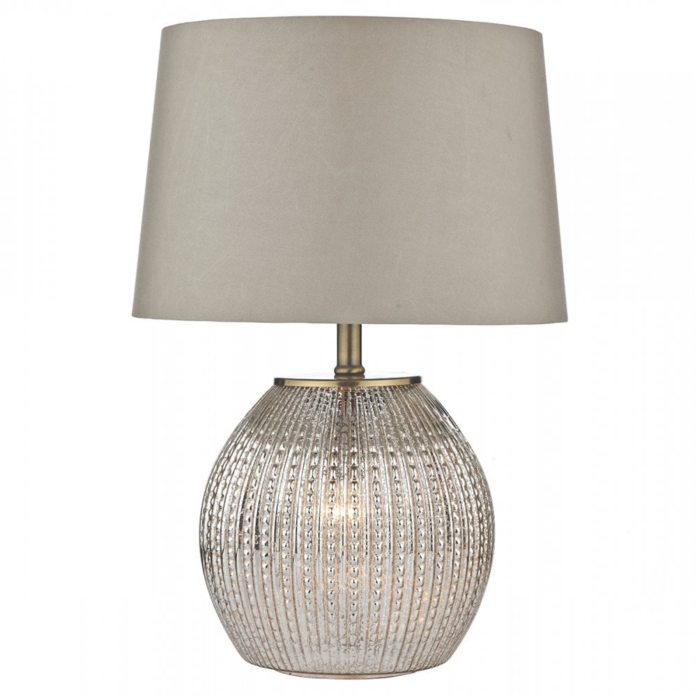 Sonia Dual Light Table Lamp Antique Brass & Silver Glass With Shade
