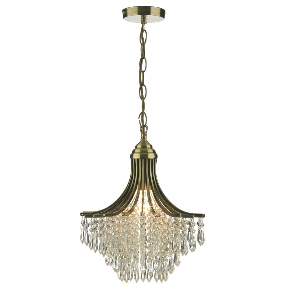 Suri 1 Light Pendant Antique Brass Faceted Glass