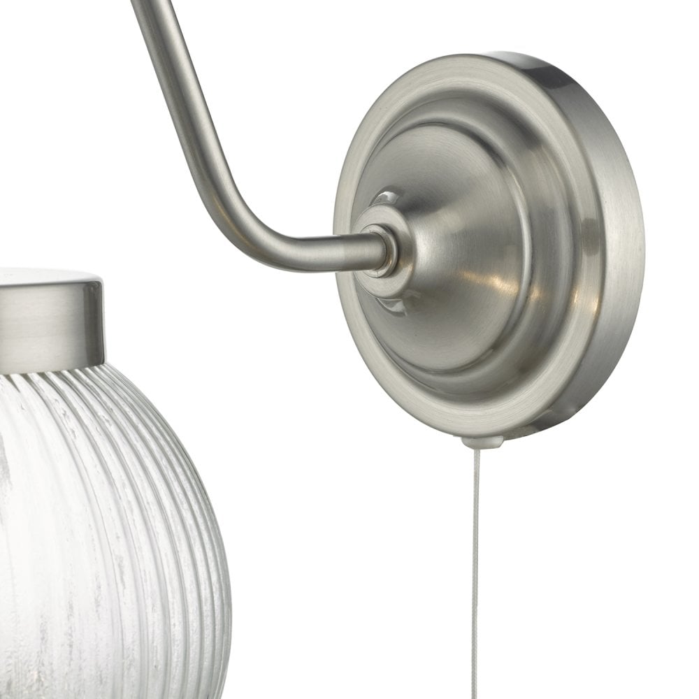 Tamara Wall Light Satin Nickel Ribbed Glass