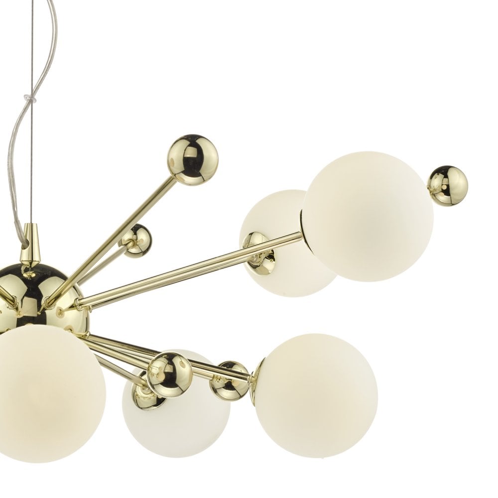 Ursa 10 Light Pendant Polished Gold Opal Glass