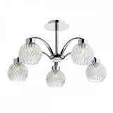 Yasmin 5 Light Semi-Flush Polished Chrome and Ribbed Glass