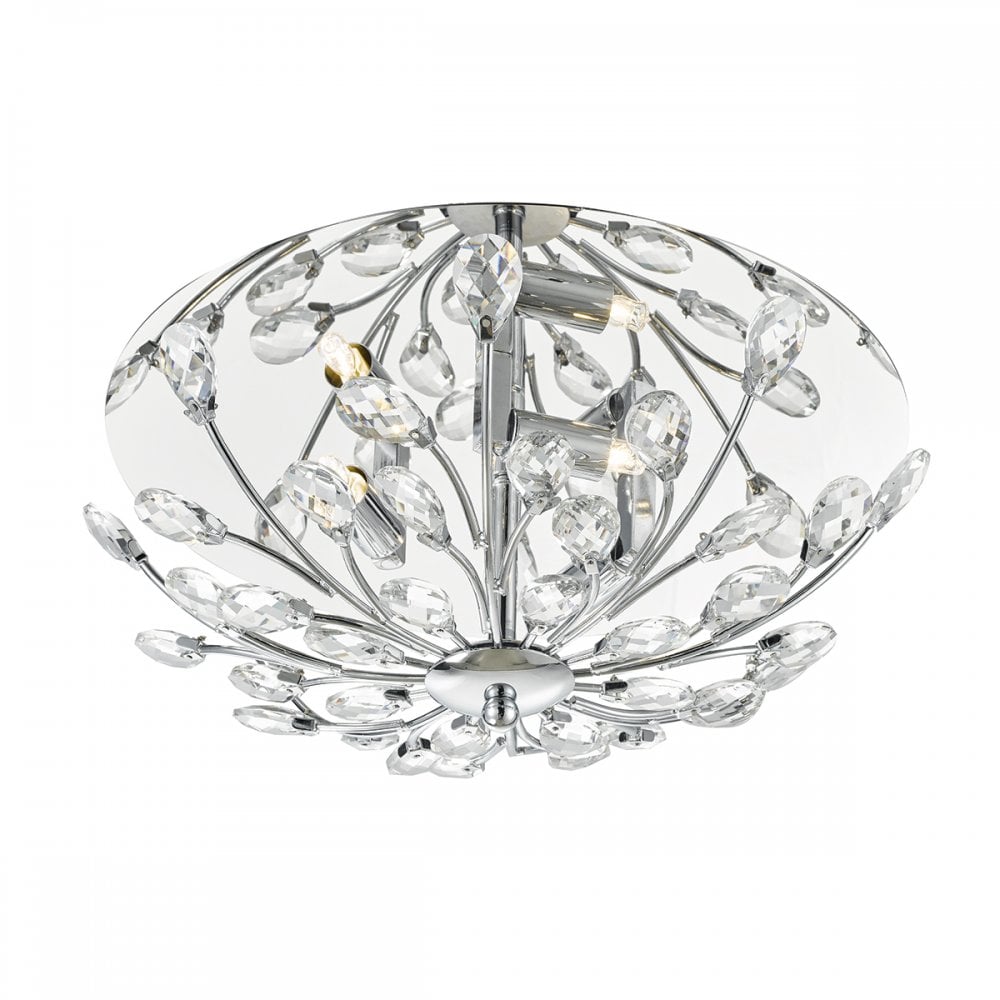 Zafir 3 Light Flush Polished Chrome Crystal