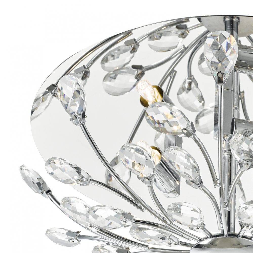 Zafir 3 Light Flush Polished Chrome Crystal