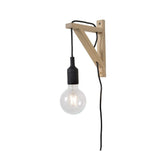 Modern Triangular Wood Wall Light in Black and Light Wood Finish
