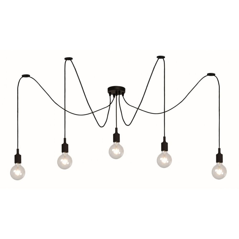 Contemporary Black Silicone 5-Light Pendant Fixture