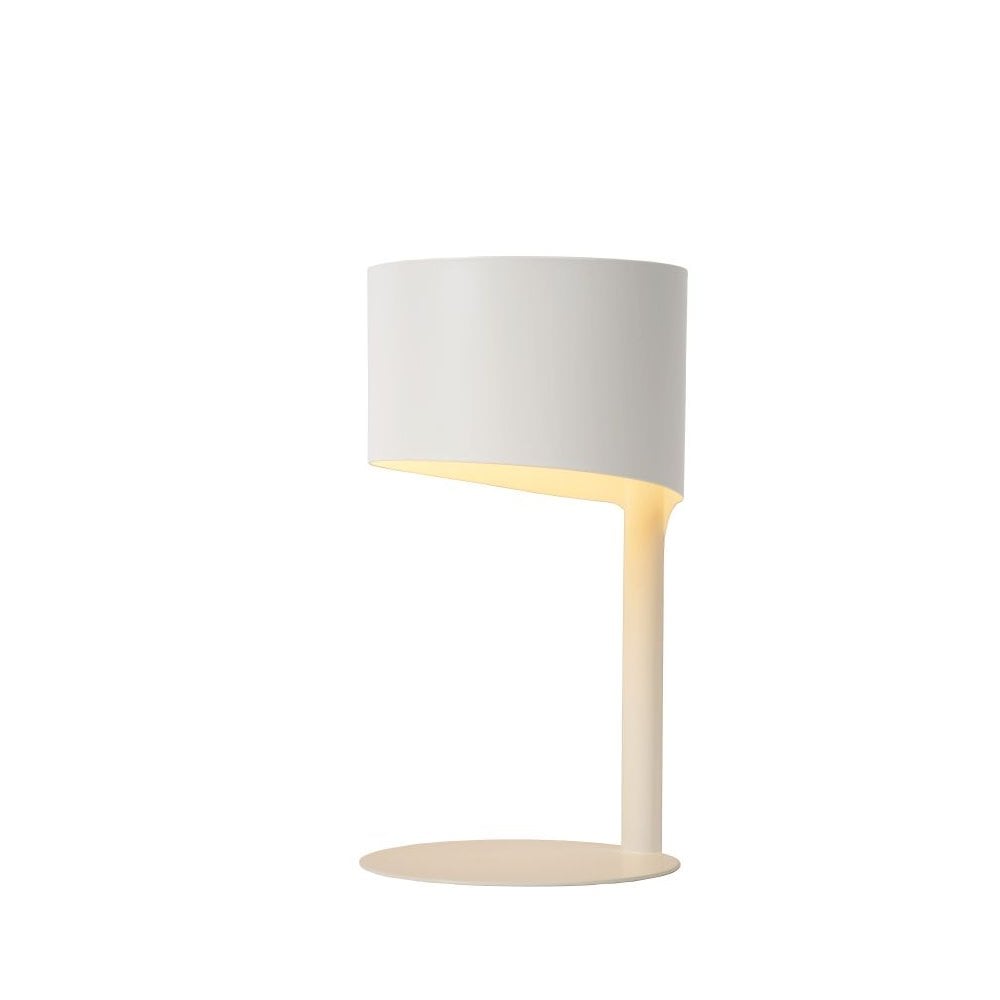 Contemporary White Metal Table Lamp with Modern Round Design