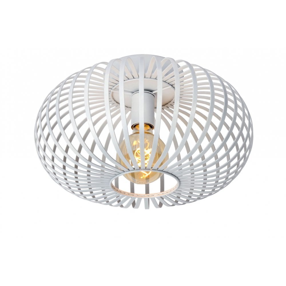 Vintage White Metal Round Ceiling Light Fixture - Manuela Collection