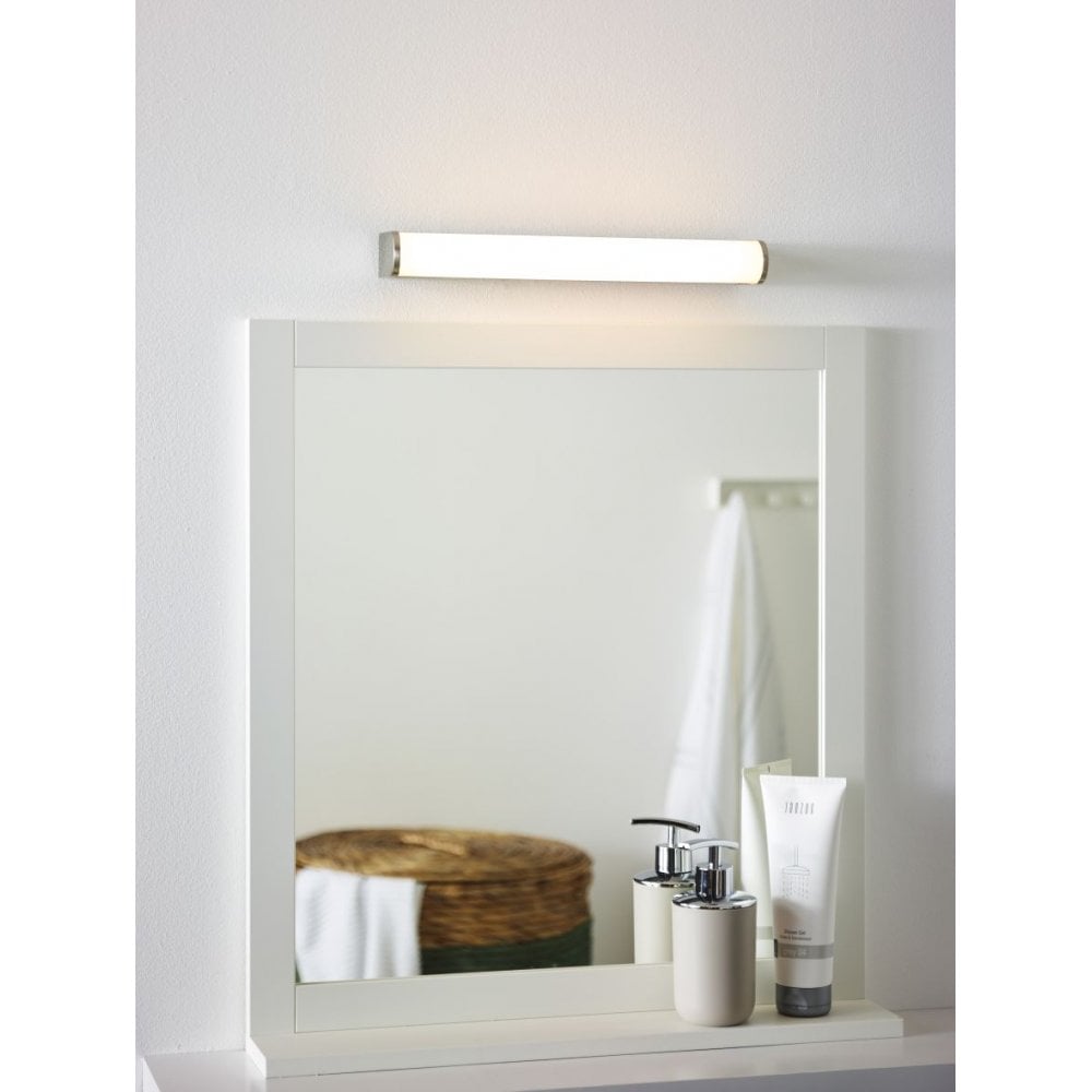 Jasper Sleek Rectangle Satin Chrome Wall Light with Opal Accents