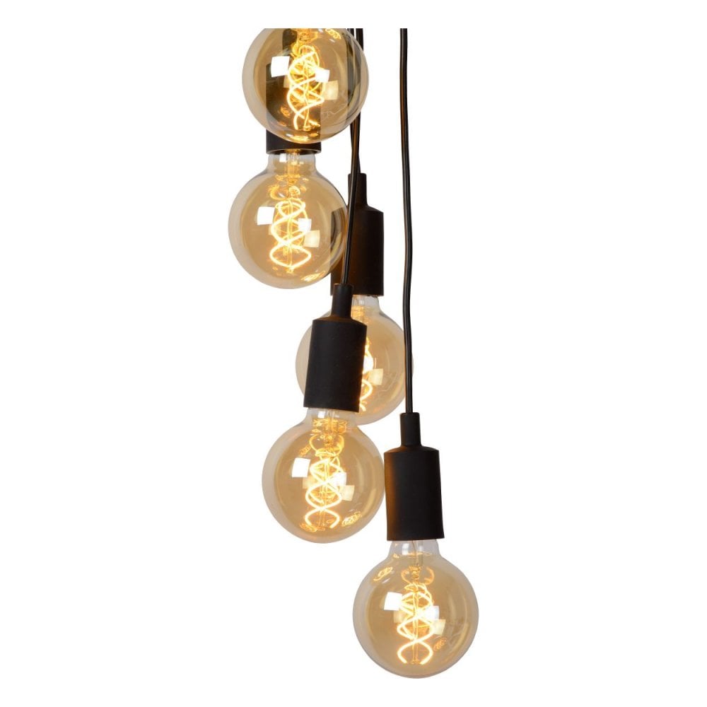 Sleek Modern Black Metal Multi-Light Pendant Fixture