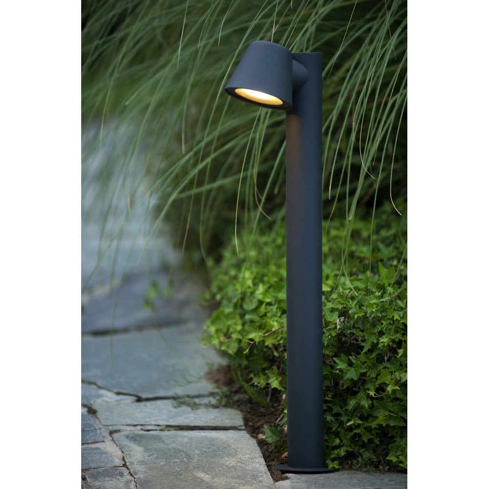 Modern Anthracite LED Bollard Lamp with Round Aluminum Design