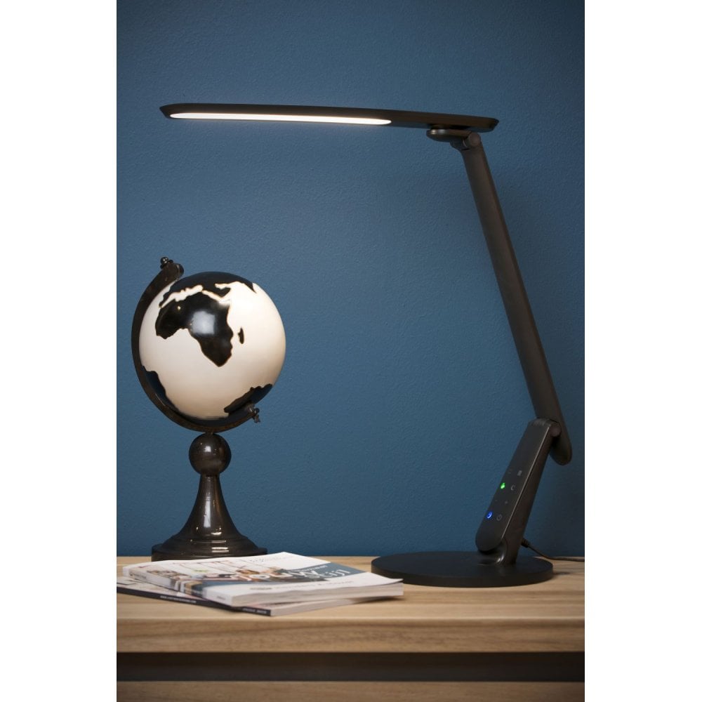 Sleek Modern Corner Black Desk Lamp with Integrated LED